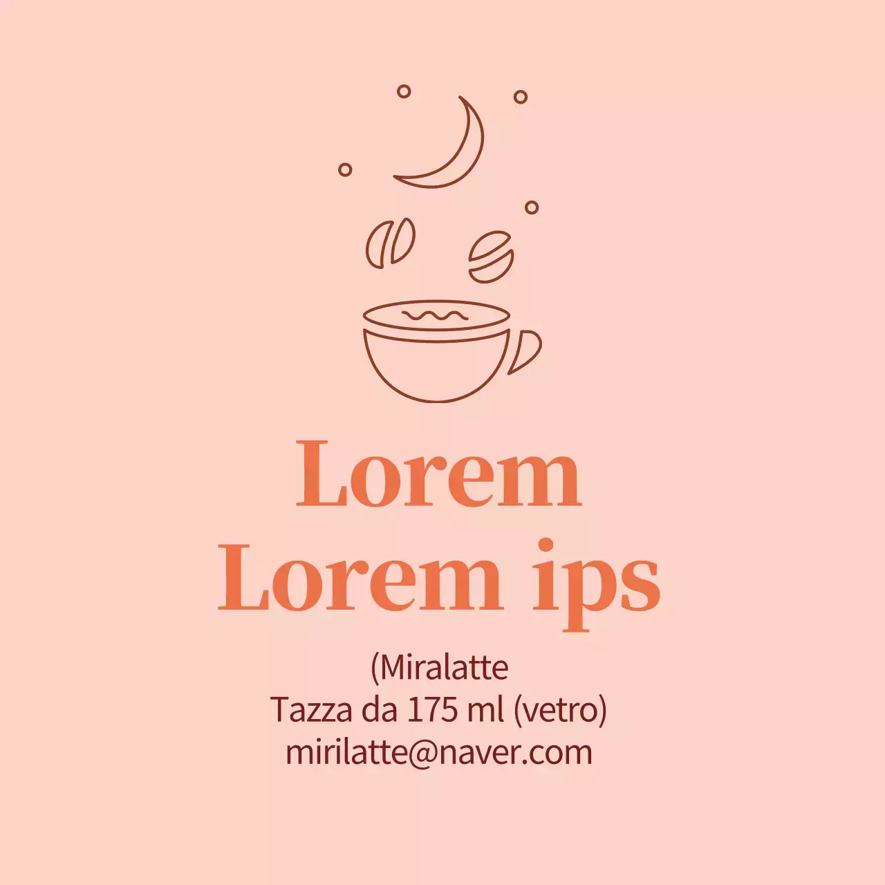 Etichetta promozionale di caffè pulito con illustrazione arancione