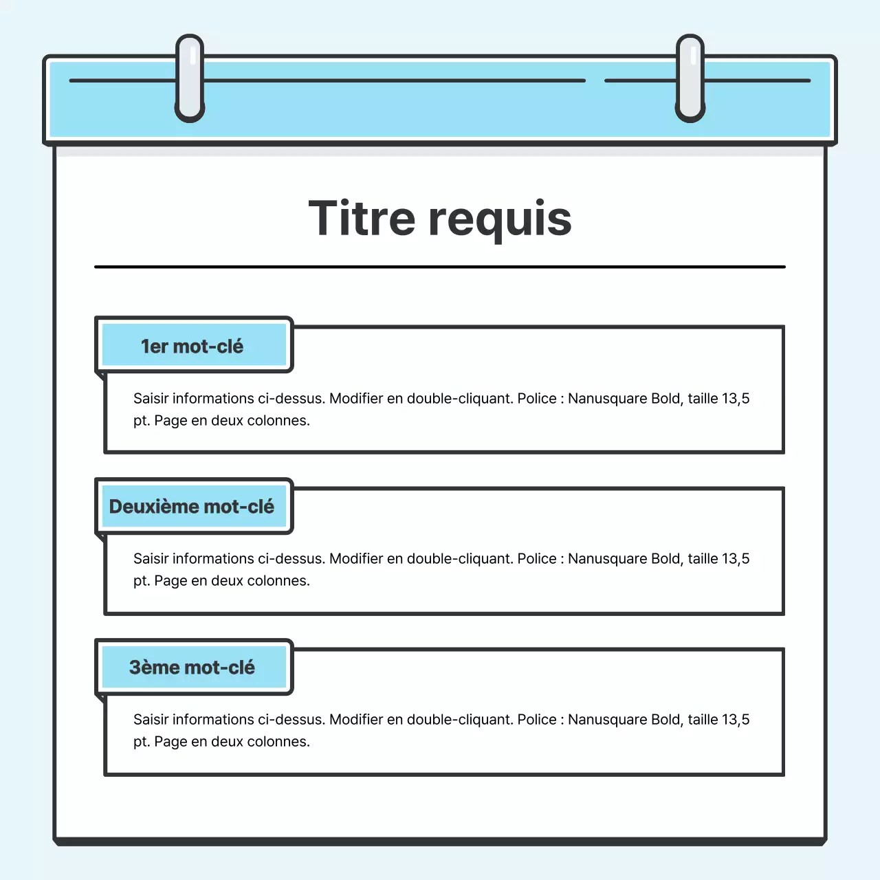 Concept de note bleu clair Carte soignée avec de jolies illustrationsNews