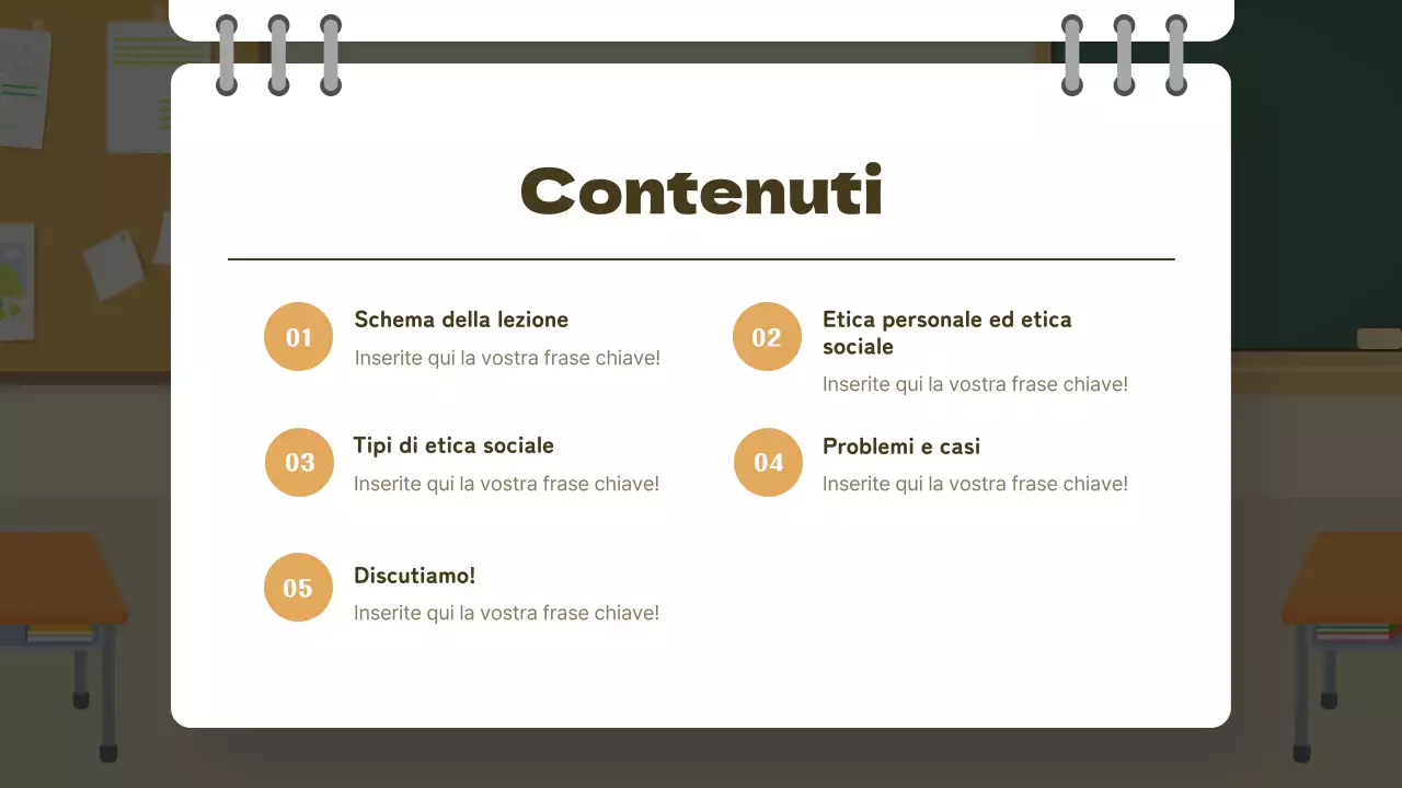 Concetto di classe giallo e verde Lezione di etica