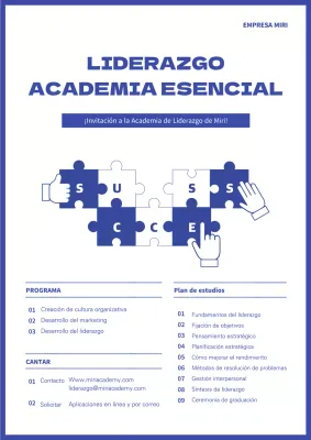 Plantilla de folleto de la Academia de Liderazgo en azul