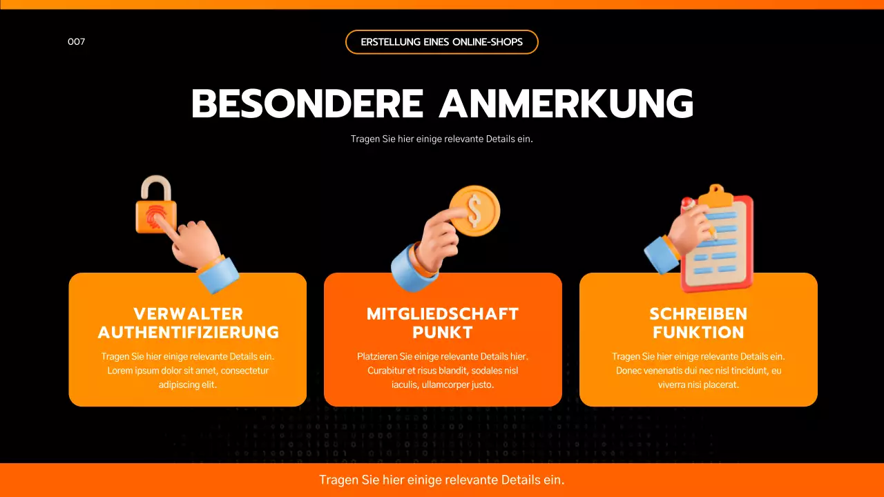 Vorlage eines einfachen, schwarz-orangefarbenen, von der Technik inspirierten Projektauftrags