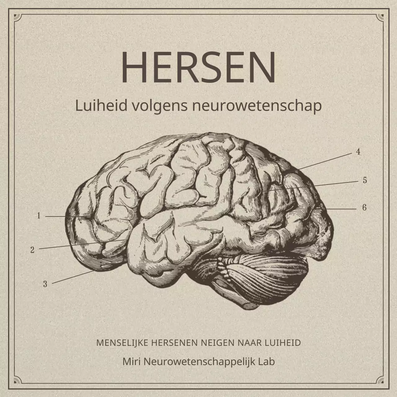Neurowetenschap en luiheid in een beige, realistisch illustratieconcept