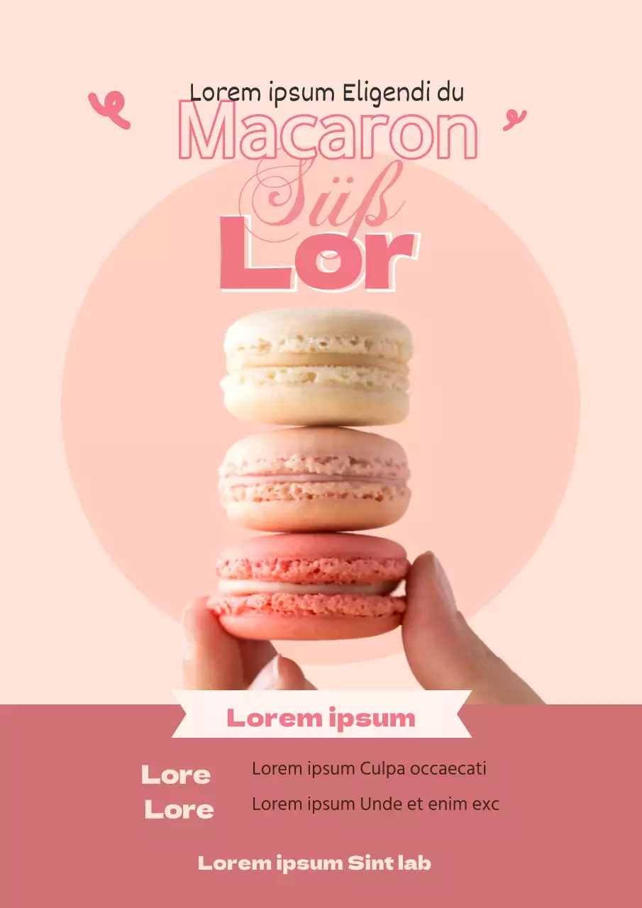 Werben Sie für süße Desserts, indem Sie rosa Fotos hervorheben