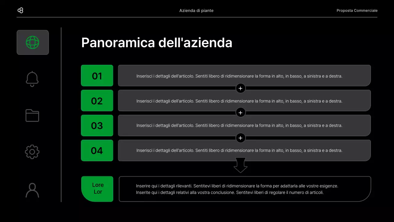 Proposta di business in nero e verde concetto di foglia naturale