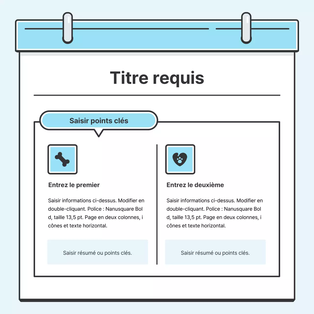 Concept de note bleu clair Carte soignée avec de jolies illustrationsNews