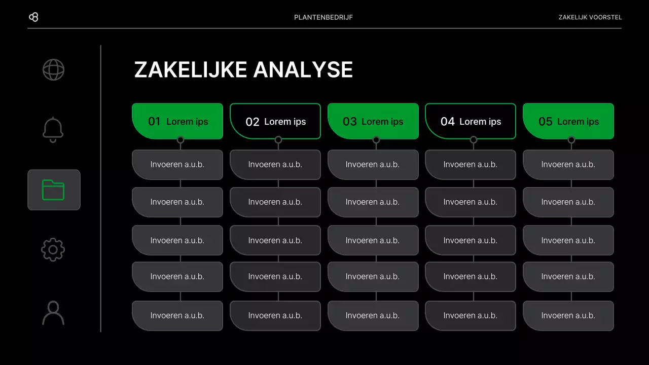 Zakelijk zakelijk voorstel in zwart en groen natuurlijk bladconcept