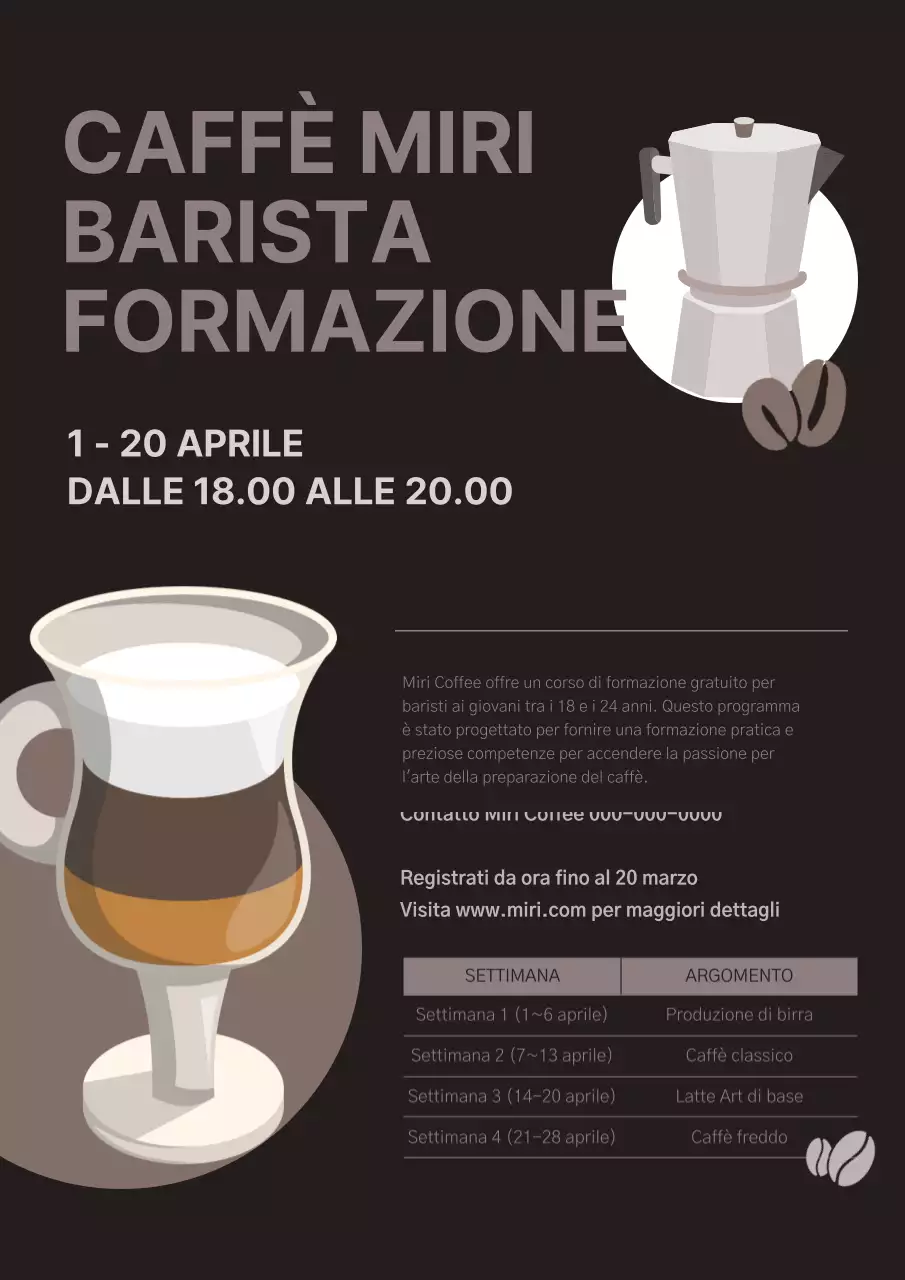 Assunzione per la formazione per la certificazione di barista in colore marrone
