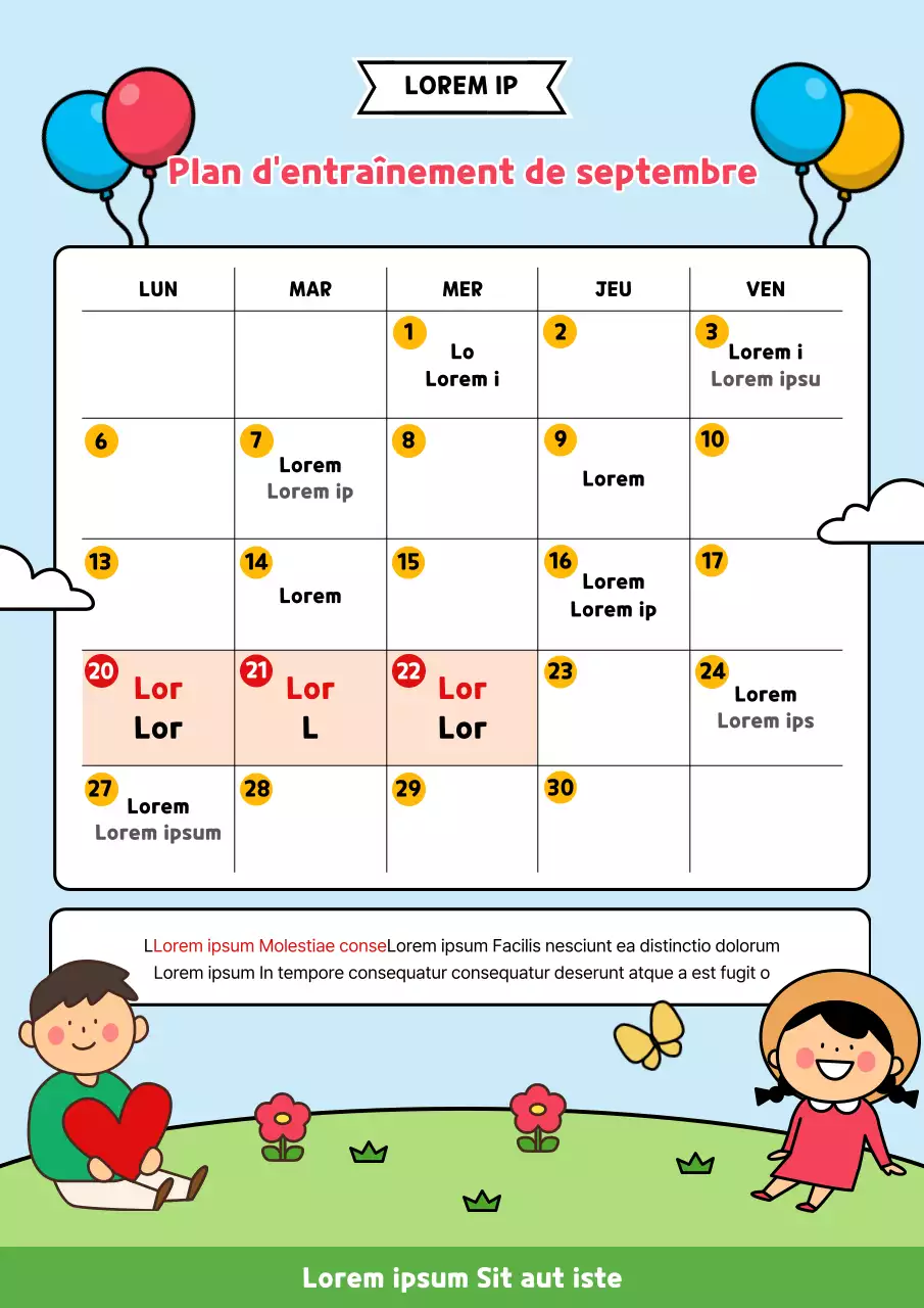 Un joli plan de cours mensuel pour les crèches