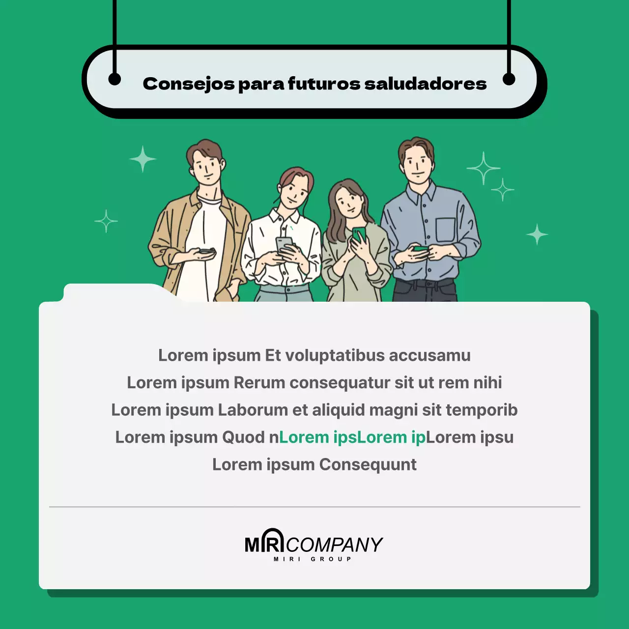 Descripción del puesto de Recursos Humanos en tonos limpios y verdes Responsabilidades clave Entrevista Competencias básicas