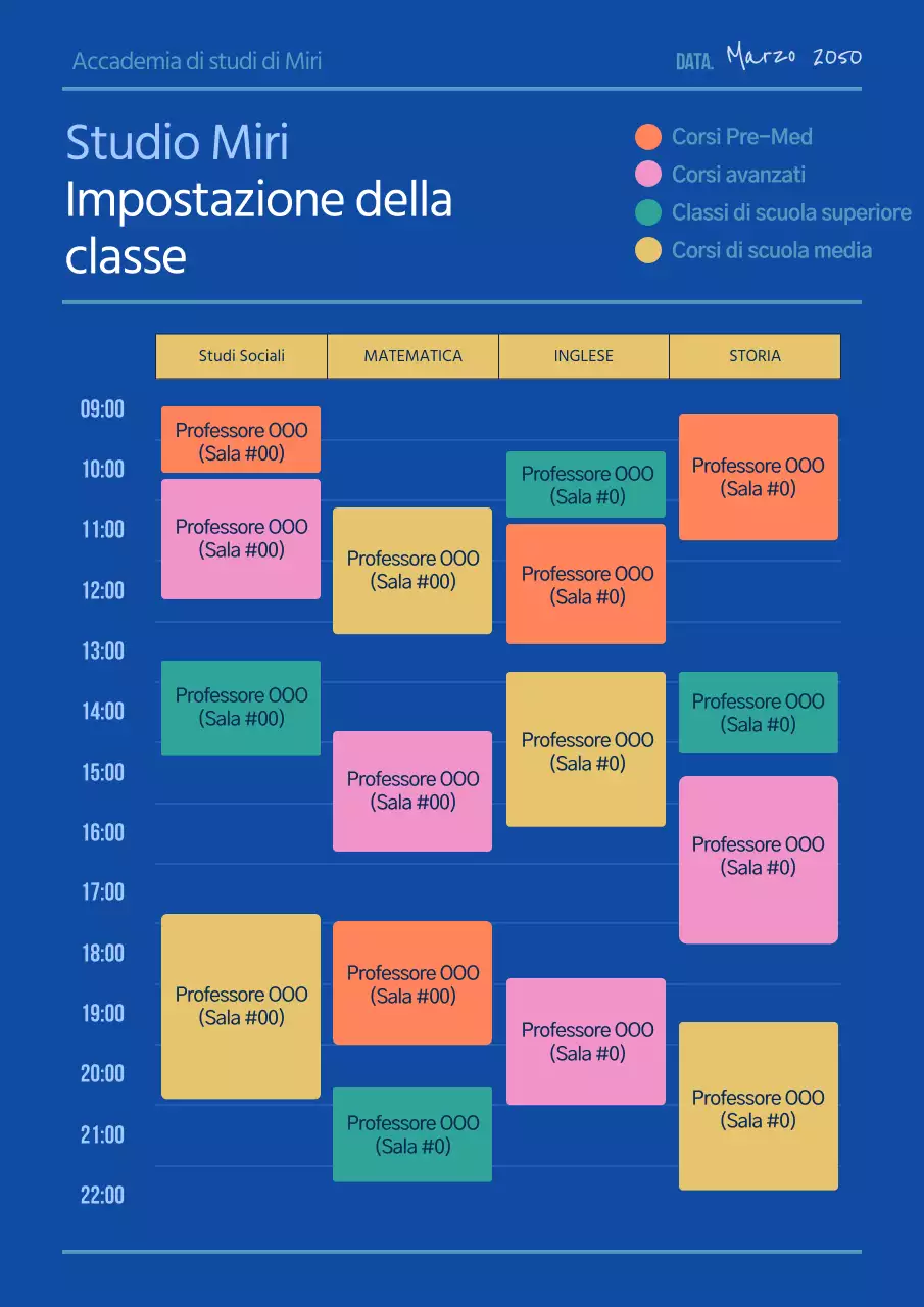 Orario della scuola di cram blu