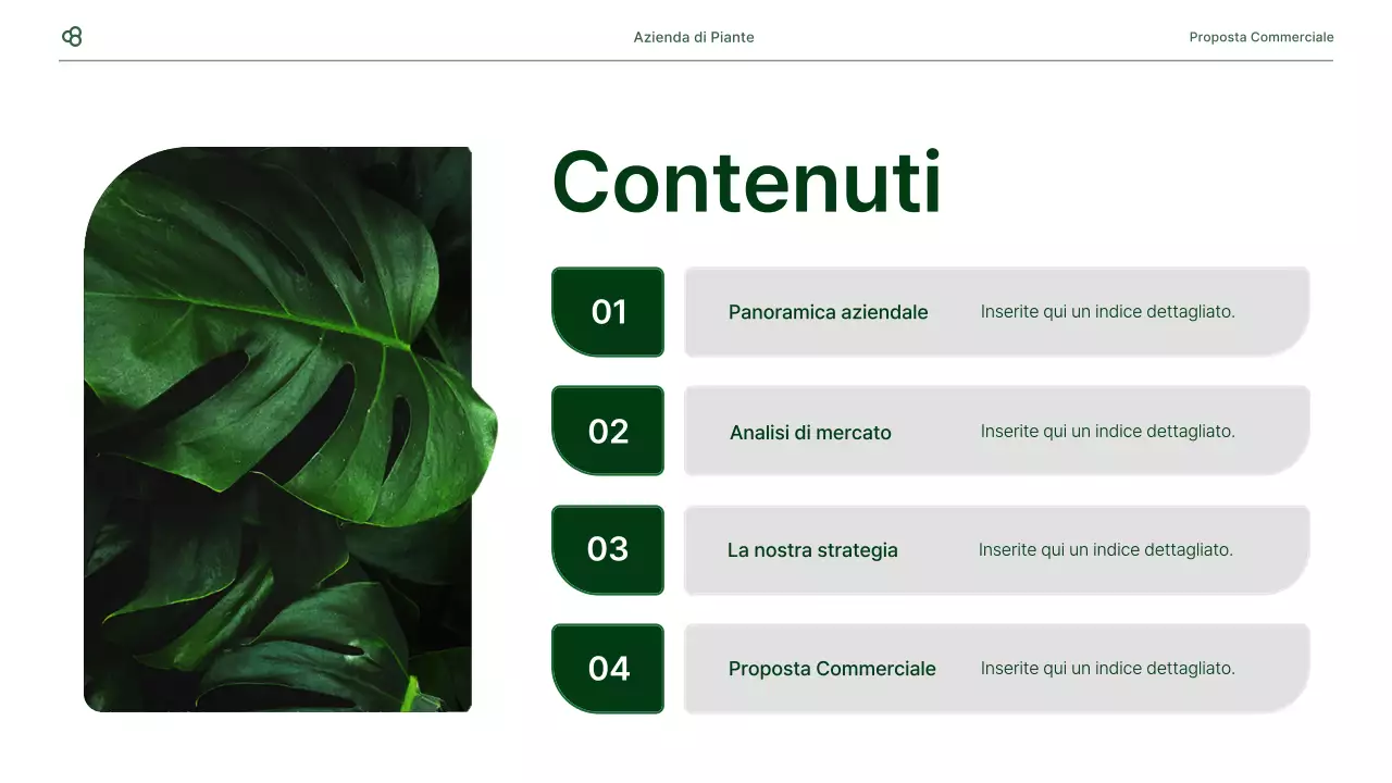 Proposta di business in bianco e verde concetto di foglia naturale