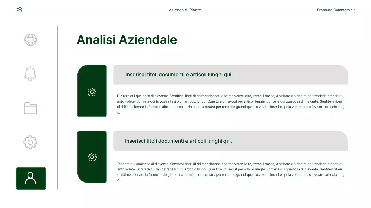 Proposta di business in bianco e verde concetto di foglia naturale