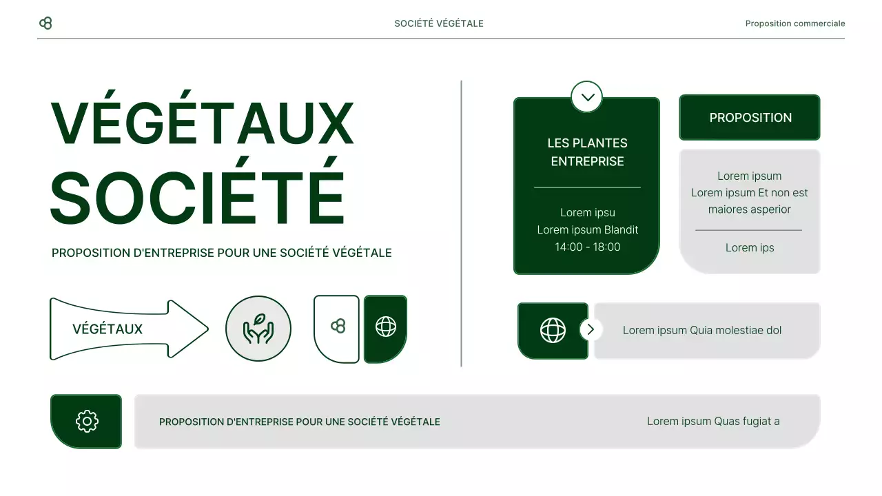 Proposition d'affaires en blanc et vert, concept de feuille naturelle