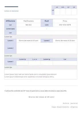 Post di dimissioni di base in blu