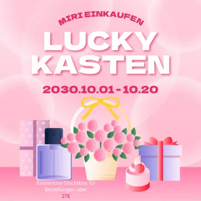 Werben Sie für leuchtend rosa und pinke Lucky Boxes