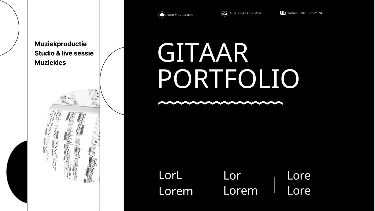 Een eenvoudige gitaristenportefeuille in zwart
