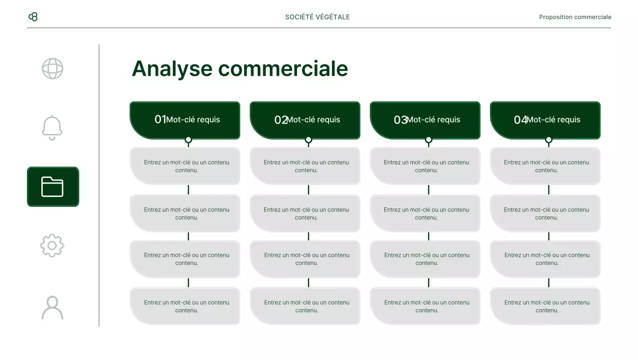Proposition d'affaires en blanc et vert, concept de feuille naturelle