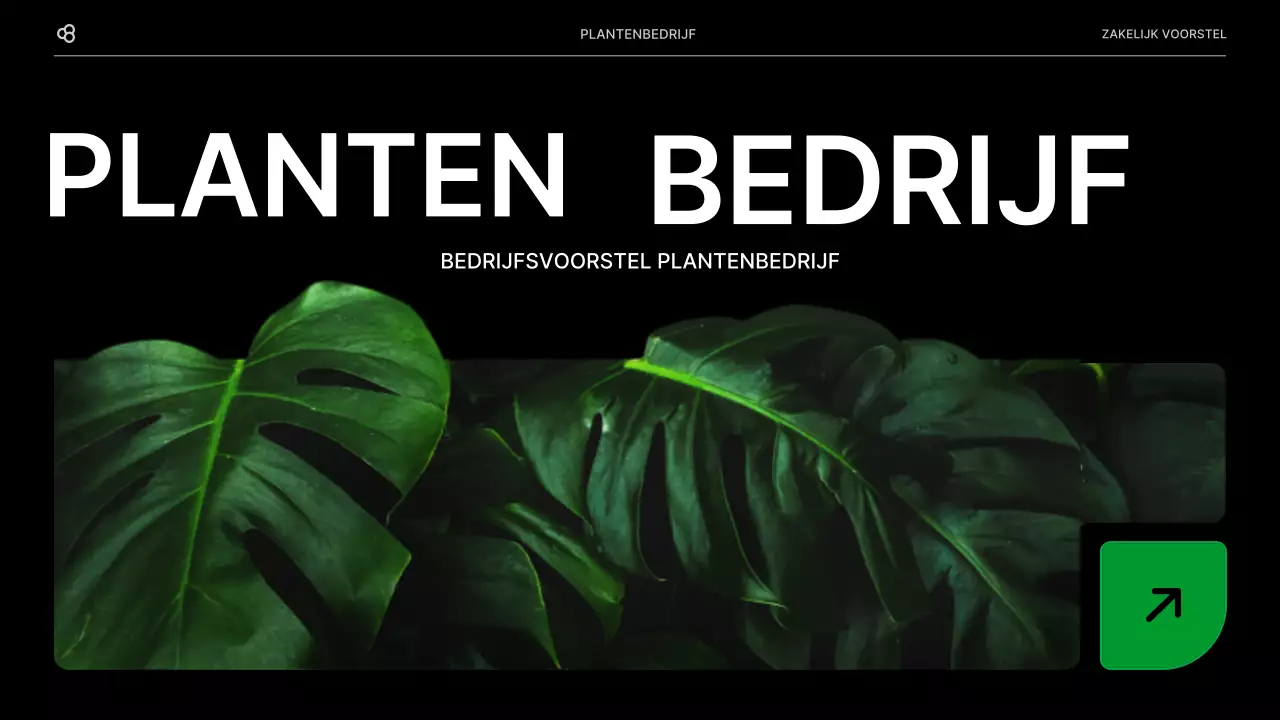 Zakelijk zakelijk voorstel in zwart en groen natuurlijk bladconcept