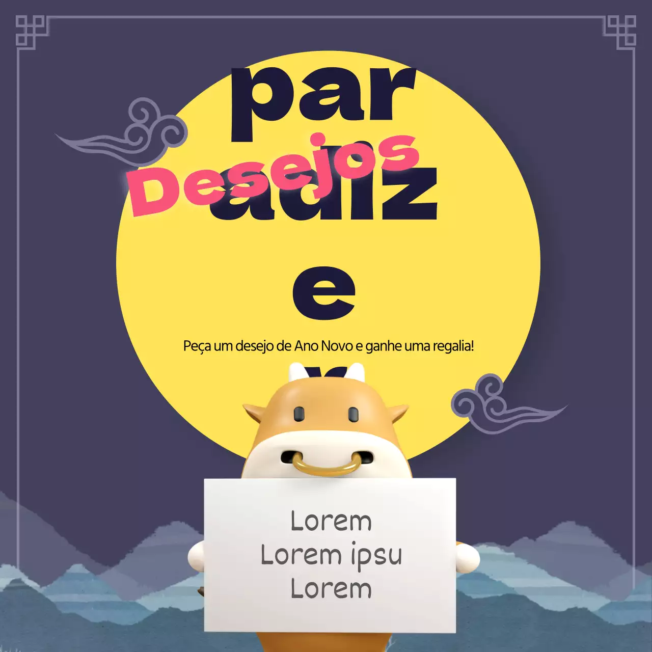 Evento de Ano Novo numa noite escura com um fundo de lua brilhante