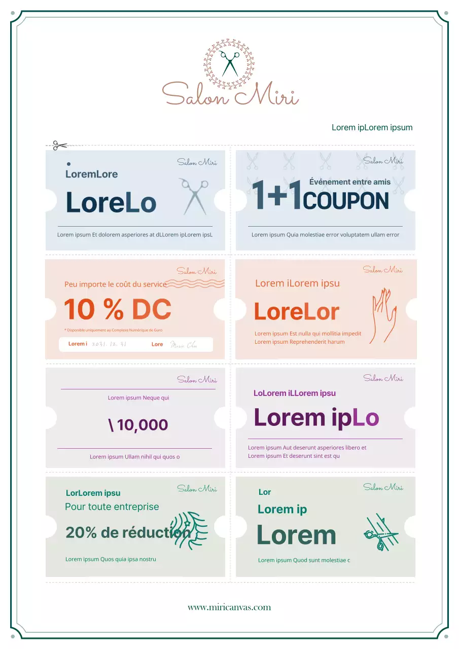 Un carnet de coupons pour des services liés à la beauté dans un format élégant avec un logo vert et marron