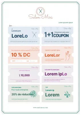 Un carnet de coupons pour des services liés à la beauté dans un format élégant avec un logo vert et marron