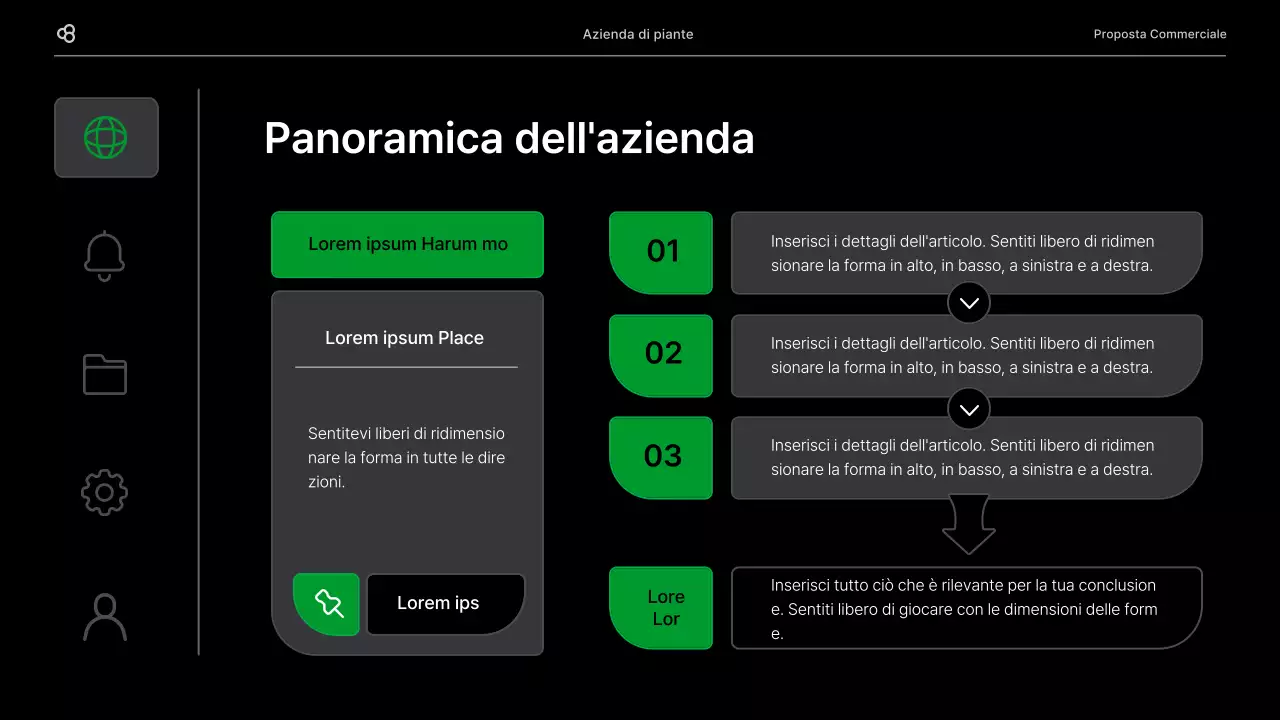 Proposta di business in nero e verde concetto di foglia naturale