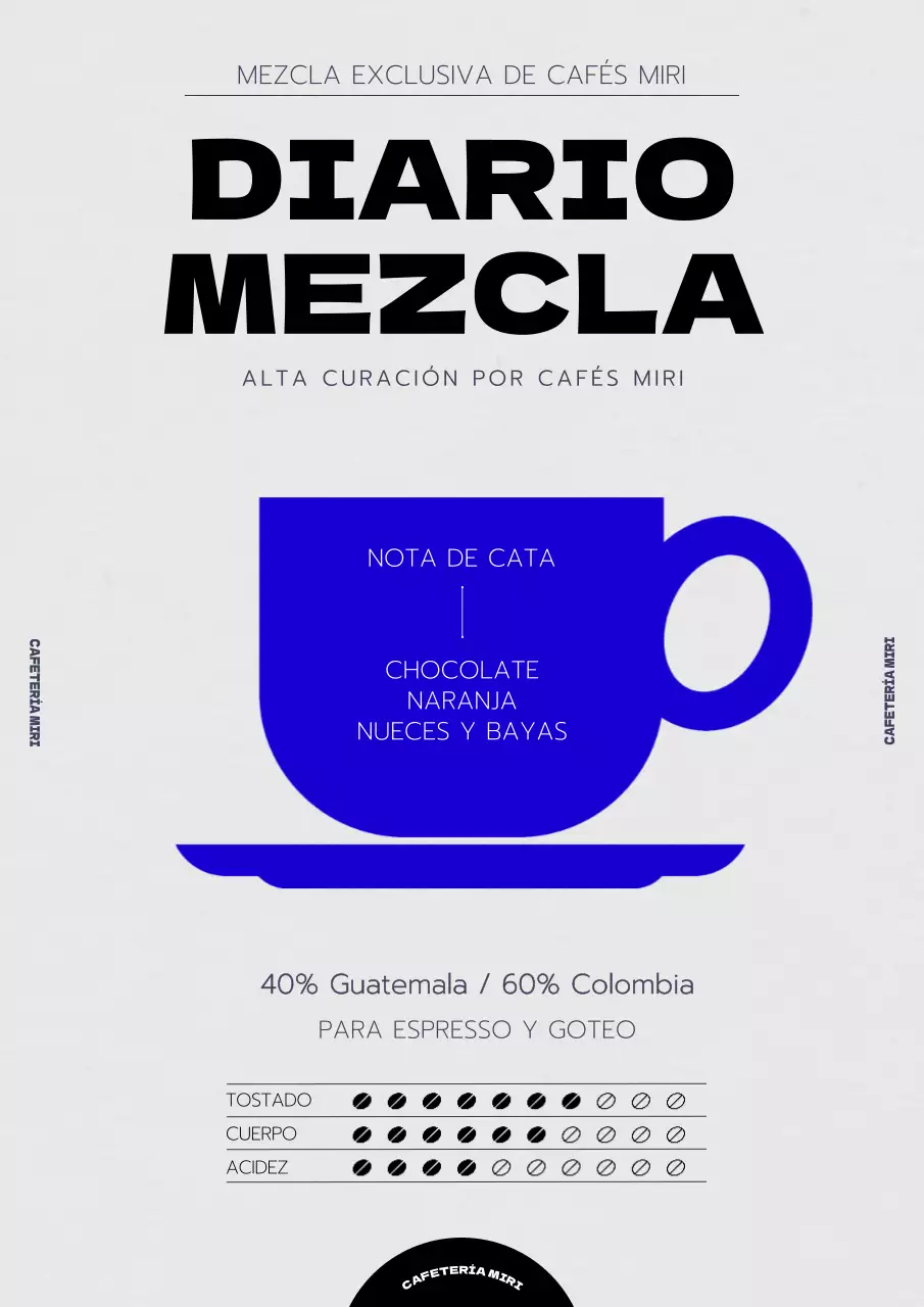 Café en grano azul simple