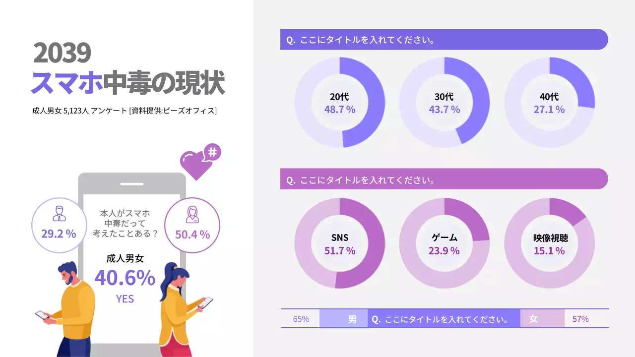 紫 モダン スマホ 調査報告書 インフォグラフィック