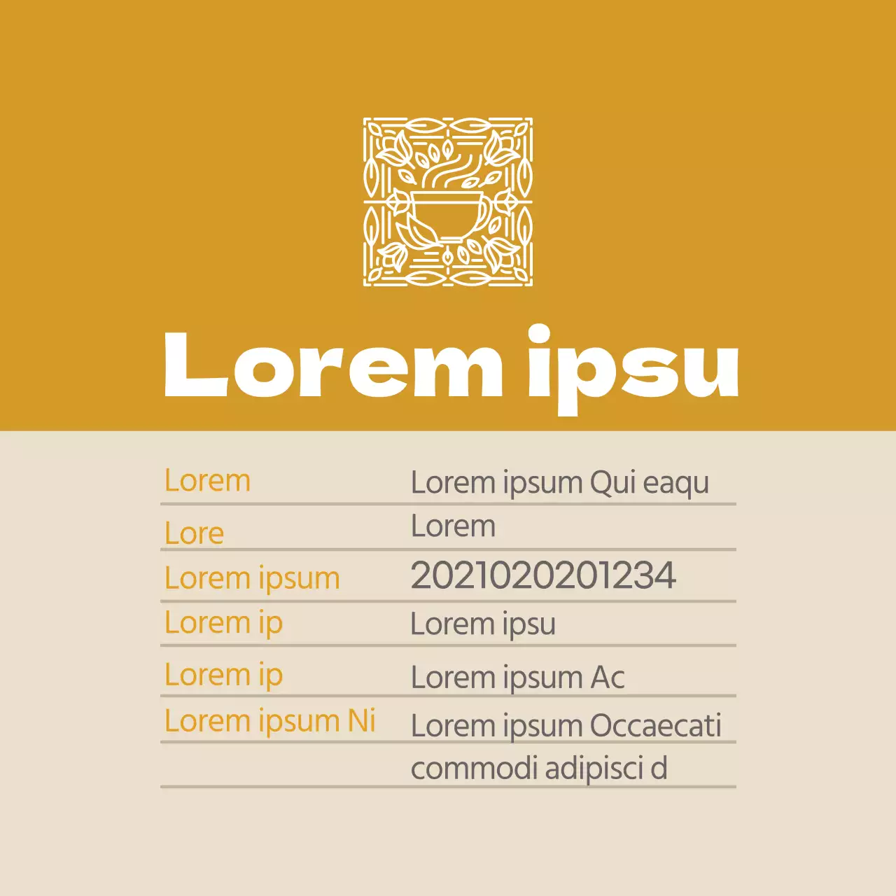 Ockerfarbenes Logo saubere Lebensmittel Kamillentee Detail Etiketten