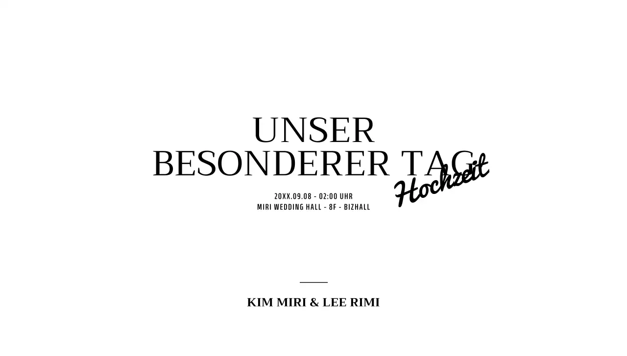 Für eine einfache Hochzeitseinladung mit schwarzem, kursivem Text mit Akzent