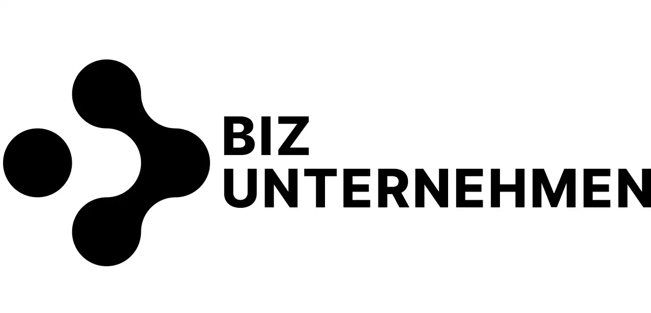 Sauberes und einfaches Logo mit rundem Symbol in Schwarz für ein Unternehmen