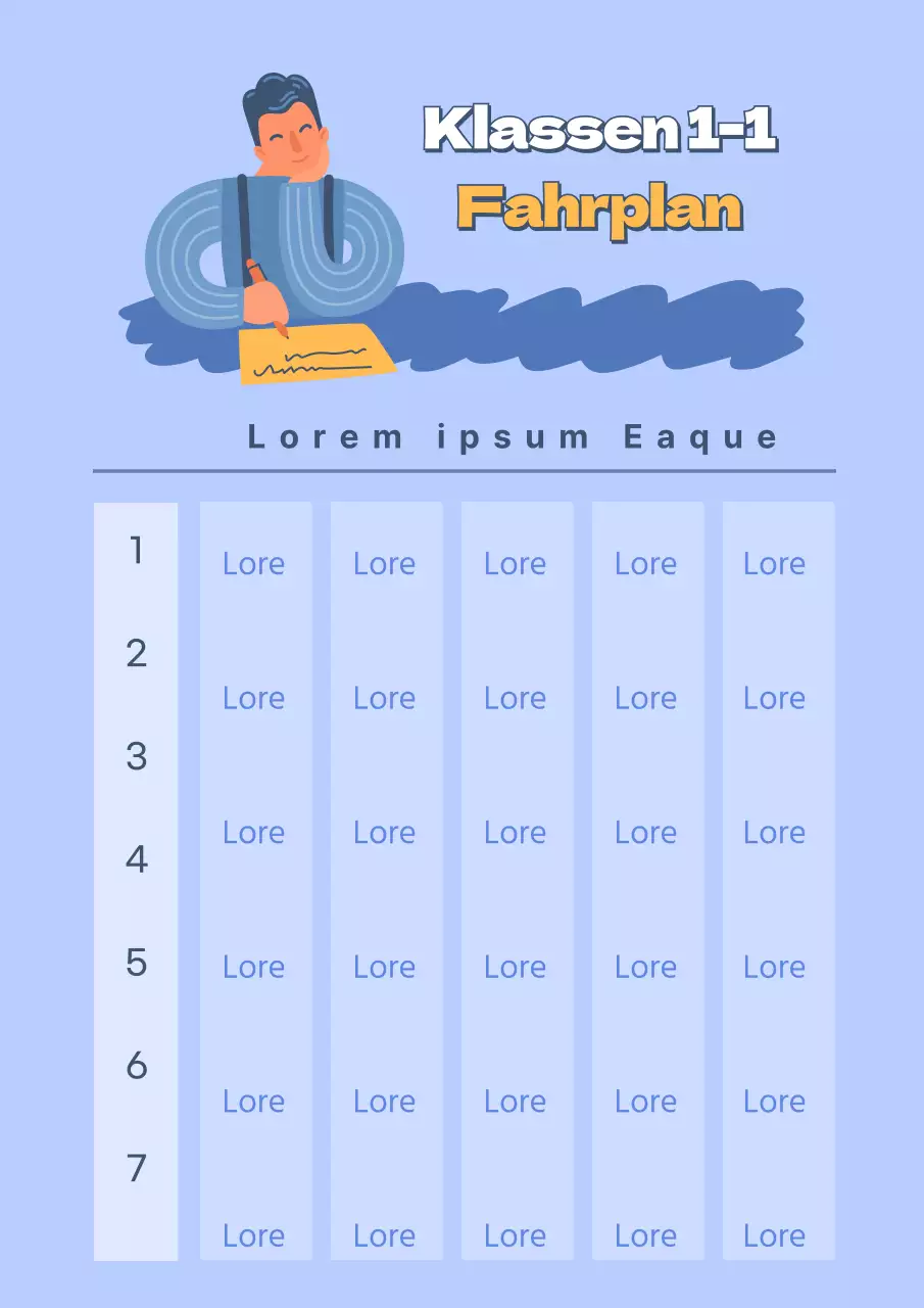 Einfacher Schulstundenplan mit menschlichen Illustrationen in Lila und Magenta