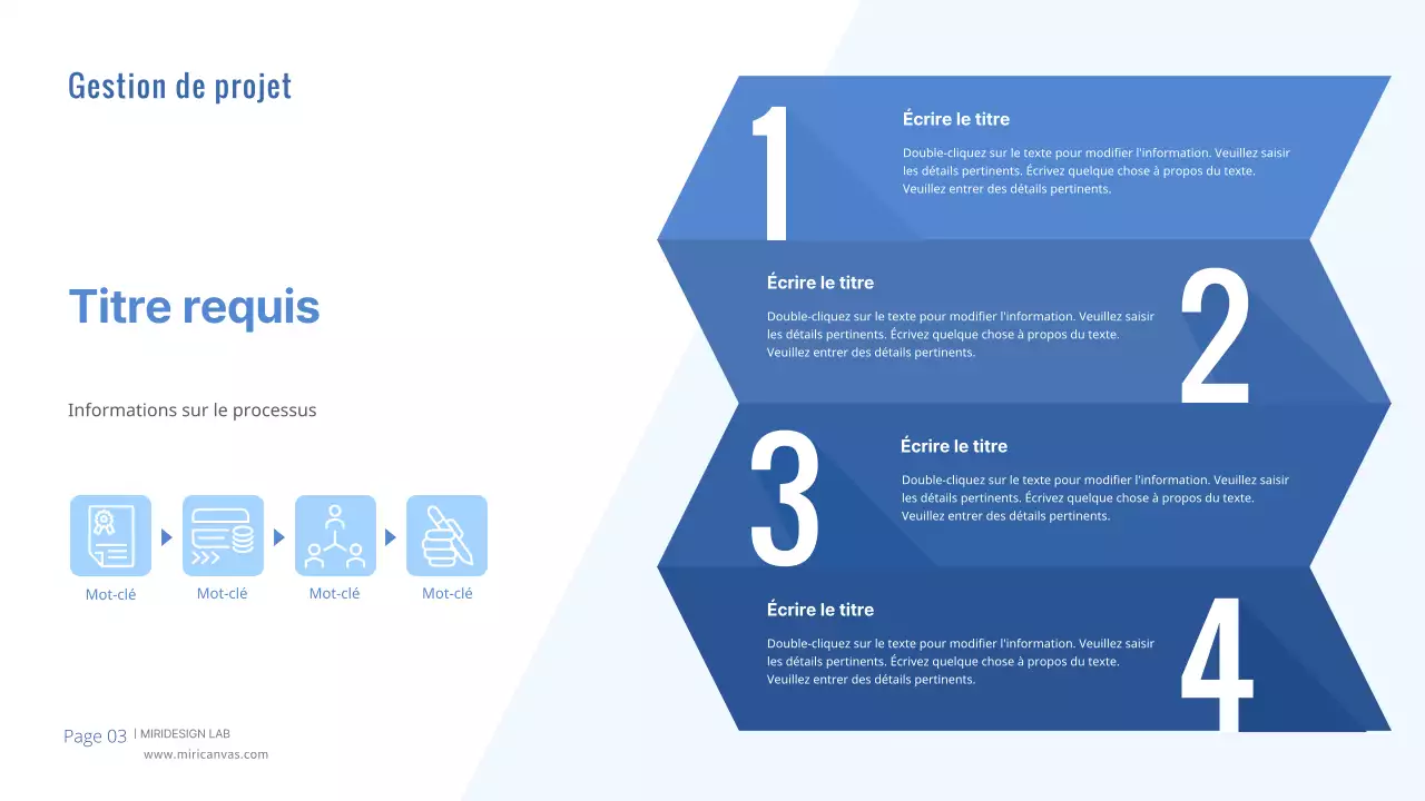 Infographie sur le processus de travail dans des tons bleus simples