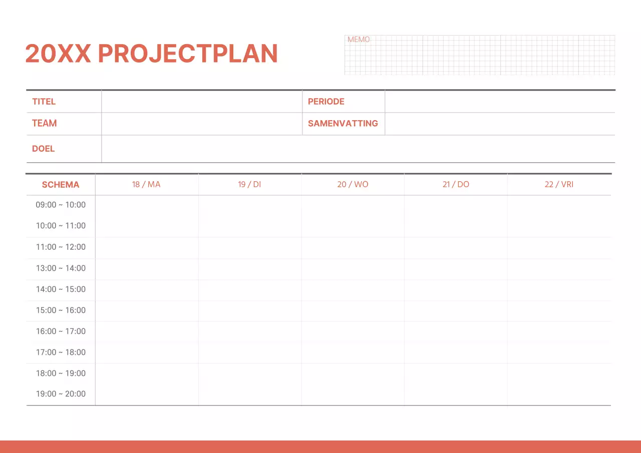 Een eenvoudig projectplan in rood