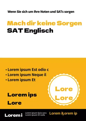 Einfacher gelb-schwarzer Flyer für eine Englisch-Sprachschule