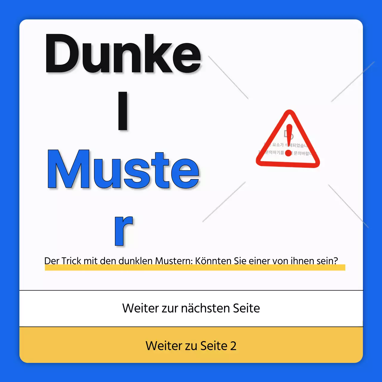 Erläuterung der Informationen für ein einfaches dunkles Muster aus Blau und Gelb