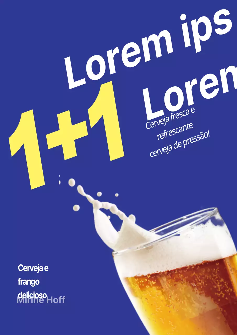Cartaz simples azul e amarelo para promover um evento de descontos em cerveja de barril