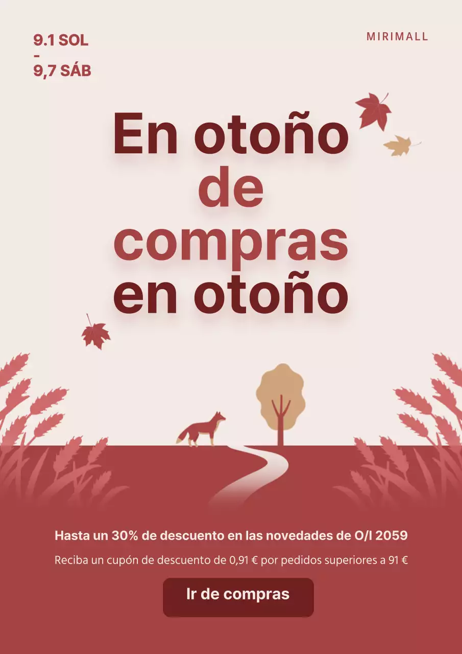 Promocione sus rebajas de otoño con una bonita ilustración otoñal en rojo
