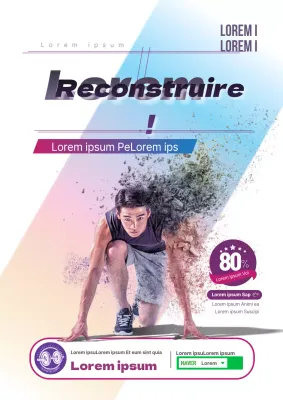 Un flyer promotionnel coloré en violet et blanc pour un événement de remise en forme