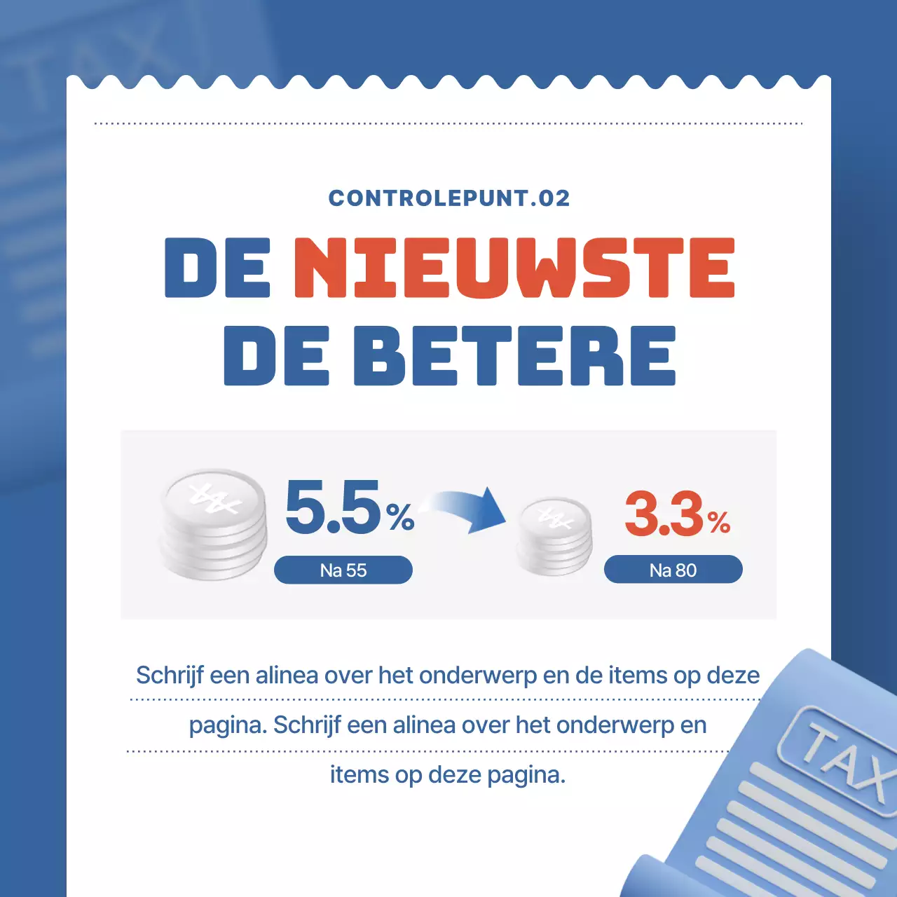 Blauw en Rood Ontvangstbewijs Concept Pensioen Ontvangst Tips voor belastingbesparing