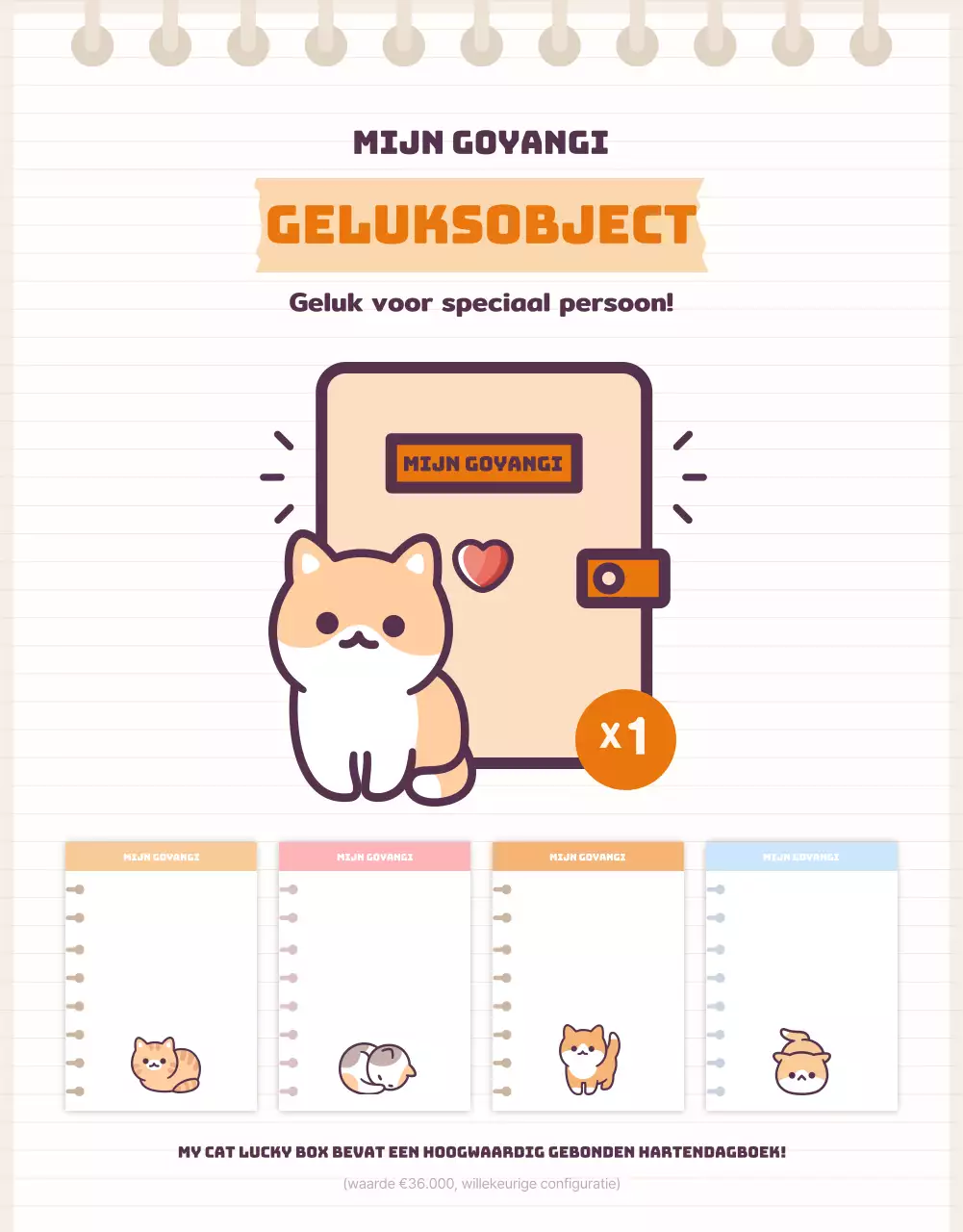 Maak kennis met de schattige oranje en beige Cat Daku stationery random box