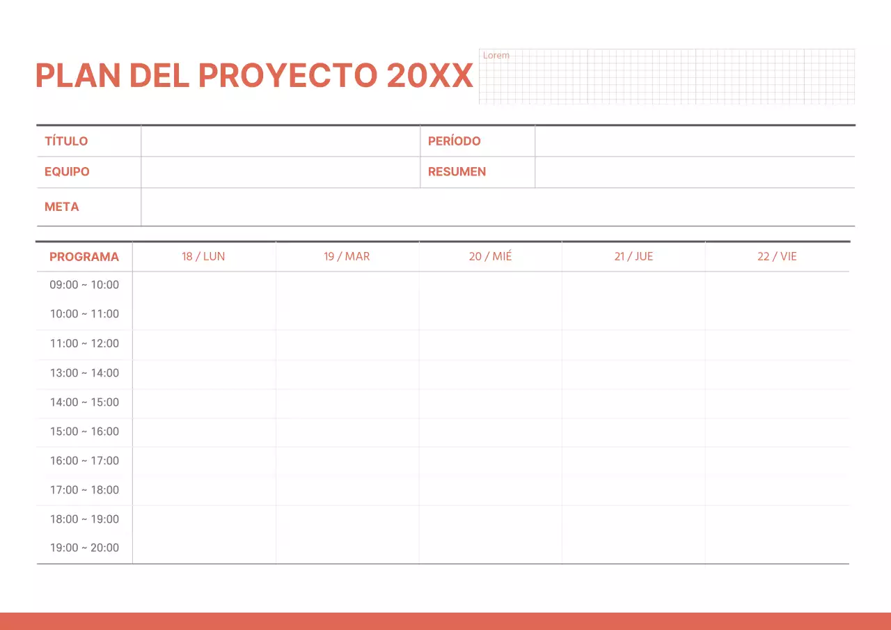 Un sencillo plan de proyecto en rojo