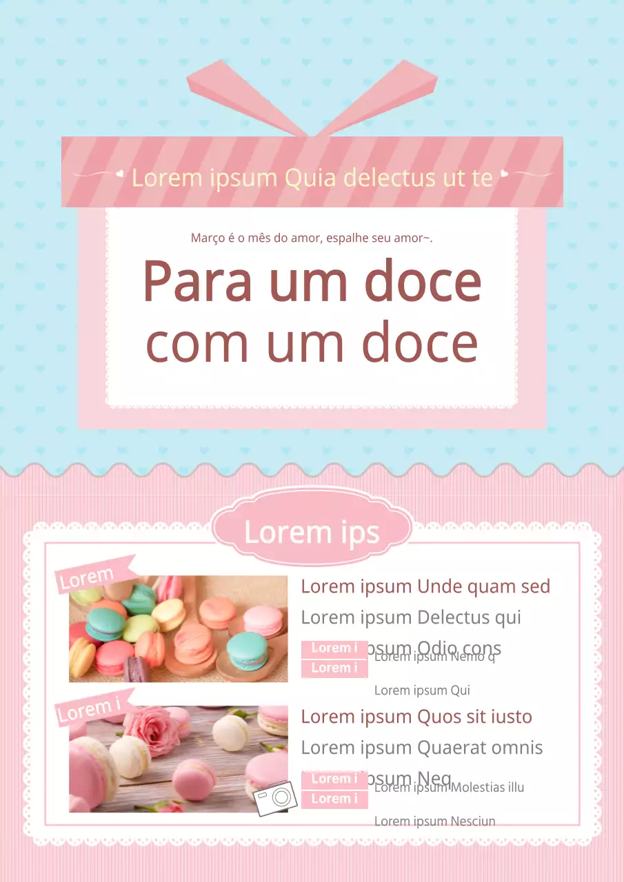 Folheto para confecionar macarons cor-de-rosa