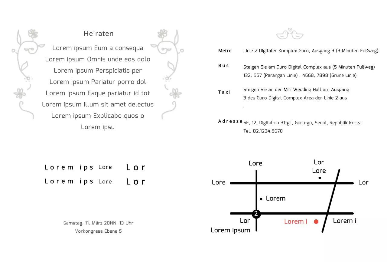 Niedliche Hochzeitseinladungen mit Strichzeichnungen