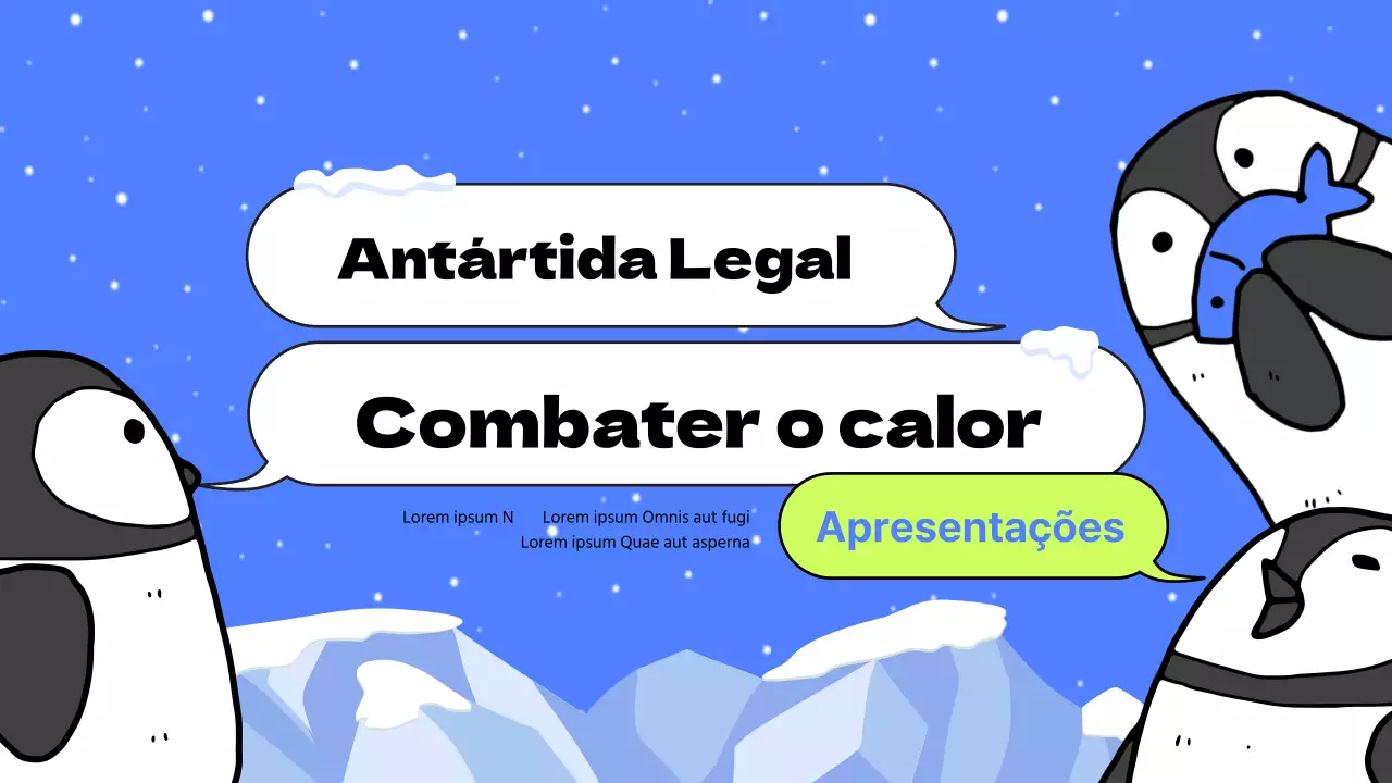Educação na Antárctida com elementos de ilustração de pinguins azuis