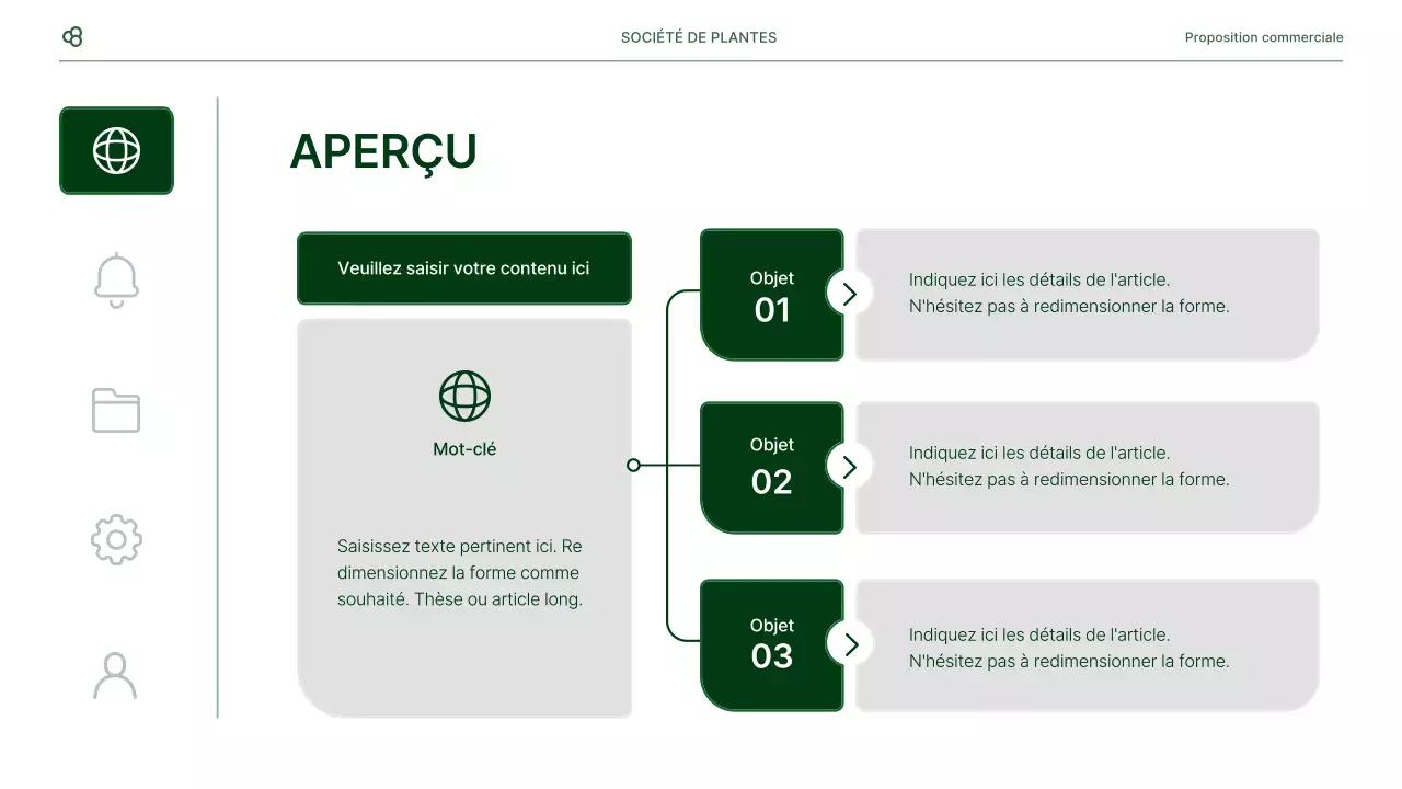 Proposition d'affaires en blanc et vert, concept de feuille naturelle