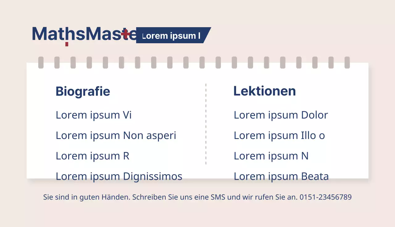 Visitenkarte eines Innenarchitekten in Beigetönen