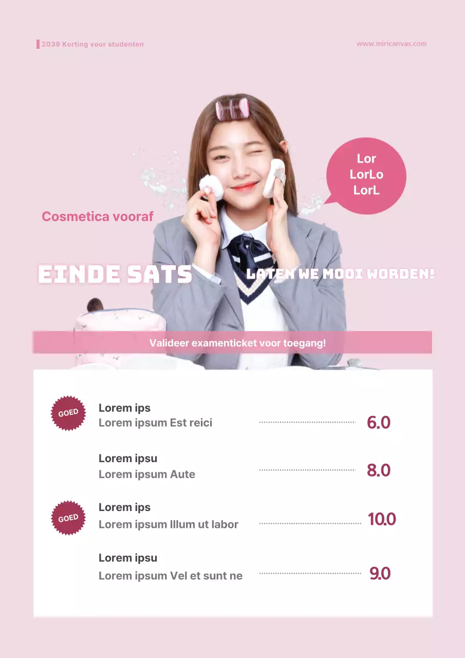 Promoot een eenvoudig zomerevenement voor cosmetica met een foto van een vrouwelijk model in lichtblauw.