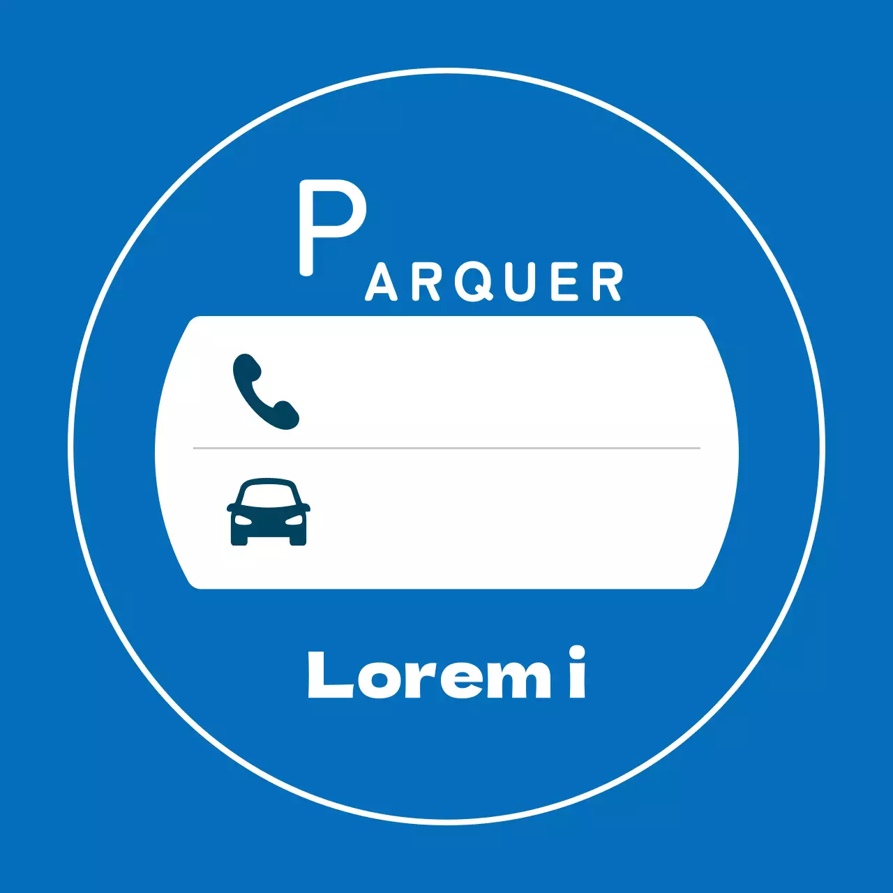 Plaques de stationnement illustrées en bleu