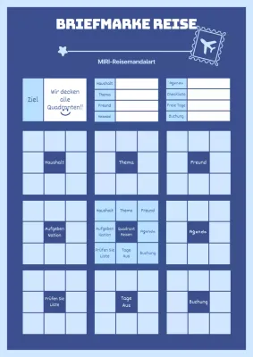 Flugzeug Illustration in blauen Tönen Reise Stempel brechen Mandalas